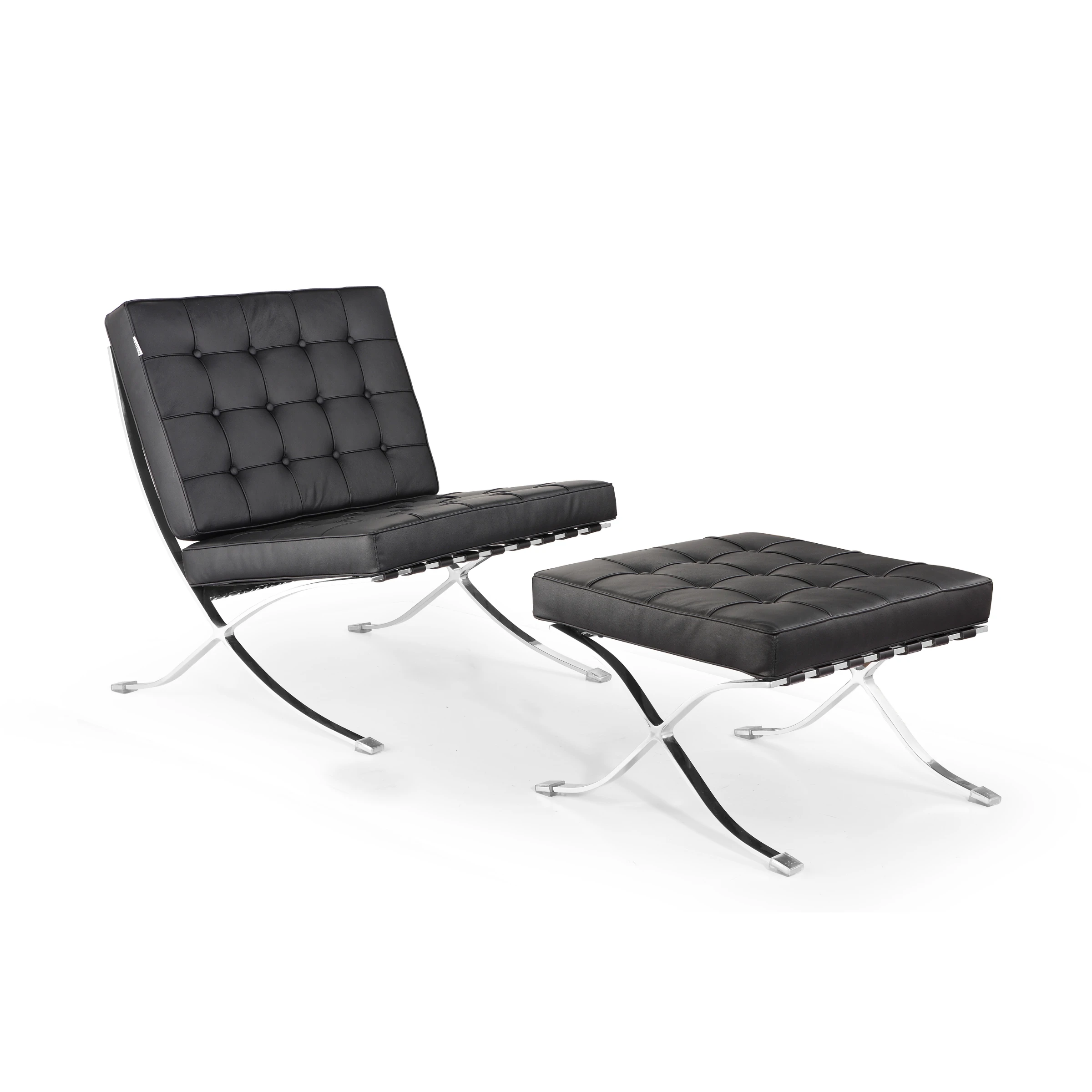 MIES VAN DER ROHE Barcelona Chair with Ottoman Replica 1 Seater Furniture Urban Sales